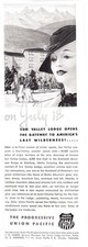 1937 Union Pacific Railroad: Sun Valley Lodge Opens Vintage Print Ad
