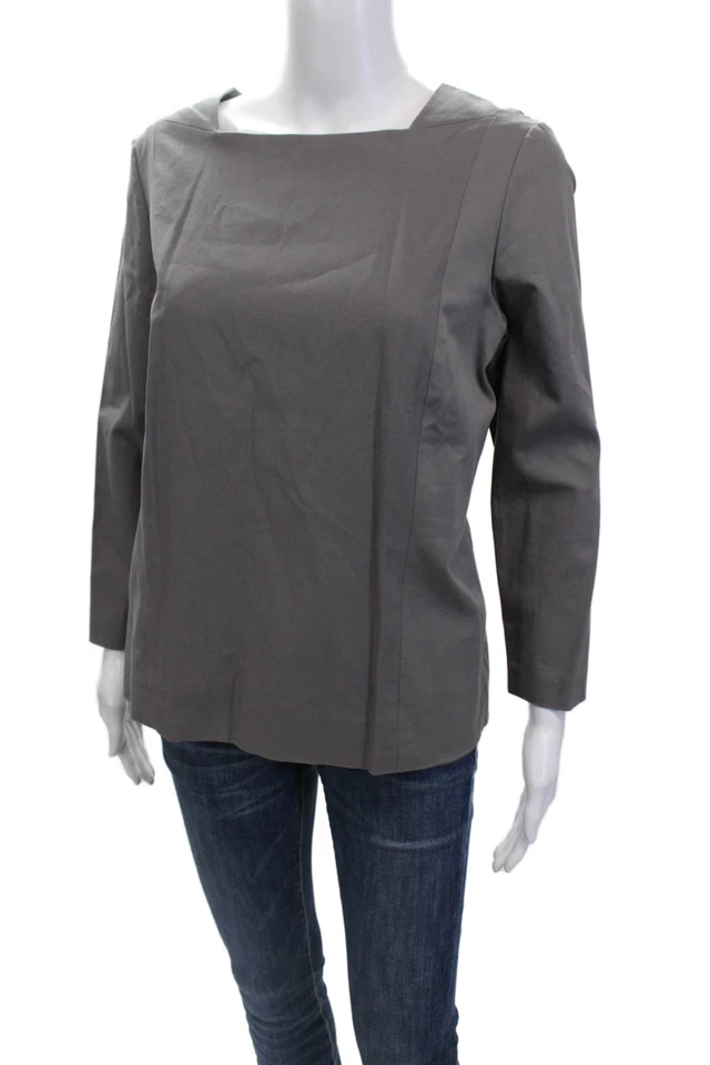 Top Jaeger Mujer Algodón Cuello Cuadrado Manga Larga Cremallera Gris Talla 14 Foto 2 de 4