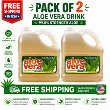 2 Pack Original Aloe Vera Drink Juice, 128 Fl Oz, Pure Organic Aloe Vera Gel
