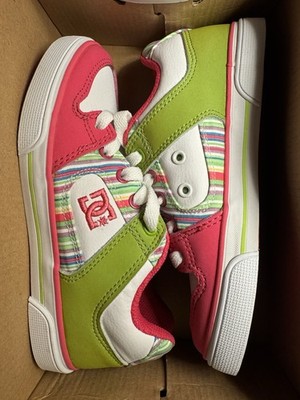 DC SHOES YOUTH PURE CRAZY PINK/LIME GIRLS NEW IN BOX