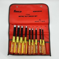 Snap-on Ndm1090ak 9-piece Metric Nut Driver Set 4mm-13mm With Red Storage Pouch