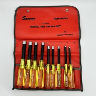 Snap-on NDM1090AK 9-Piece Metric Nut Driver Set 4mm-13mm with Red Storage Pouch