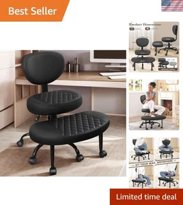 Ergonomic Cross Legged Office Chair Wheels Adjustable Height Meditation Yoga ...