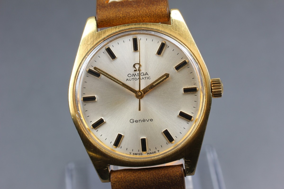 OMEGA ゴールド アナログ 時計 Vintage 1969 OMEGA Geneve Cal.552 Automatic Gold Silver 34mm Ref