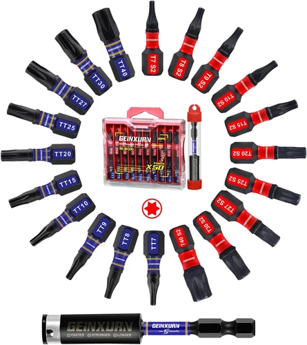 20pc 1 In. Impact Torx Star Screwdriver Bits Set T7-Tt40 Magnetic Security w Box