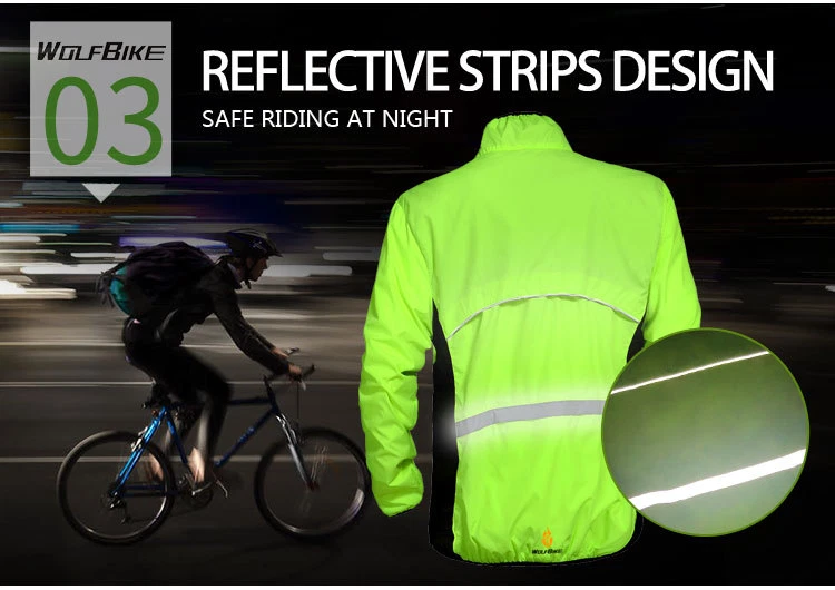 WOSAWE Cycling Windproof Waterproof Jacket Bike Racing Reflective Wind Jersey