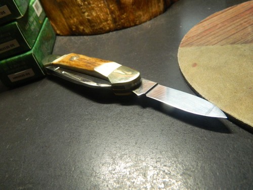 HEN & ROOSTER POCKET KNIFE 4 1/2" STAG HANDLE CANOE 3-4116GS BLADES HRI353L-DS - Picture 13 of 16