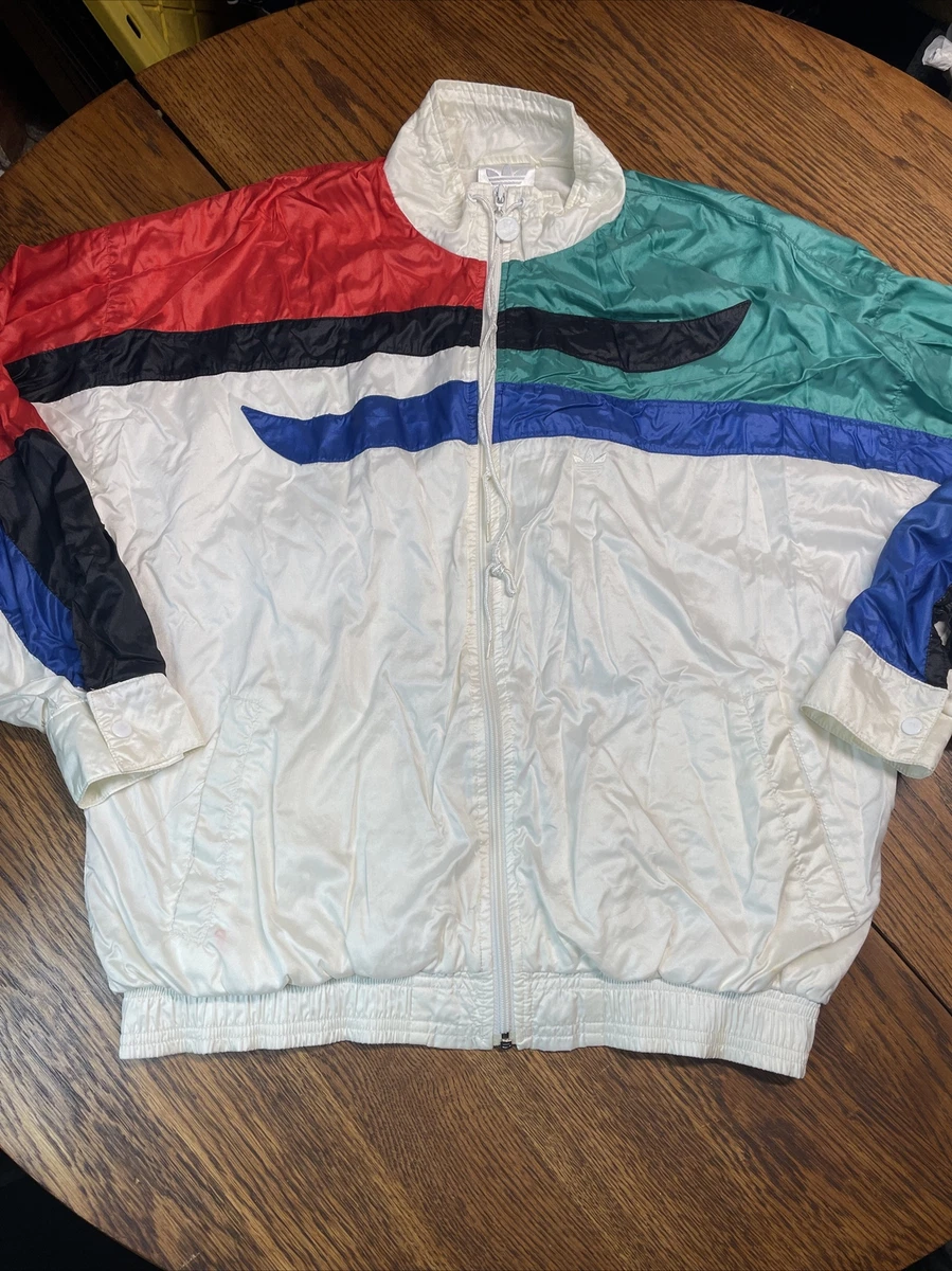 Adidas Vintage 80 s OG Tennis Track Jacket Windbreaker Color Block Zip Up Large