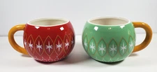 Harry & David Coffee Tea Mugs Red Green Holiday Ornament Round Starburst 8oz Cup