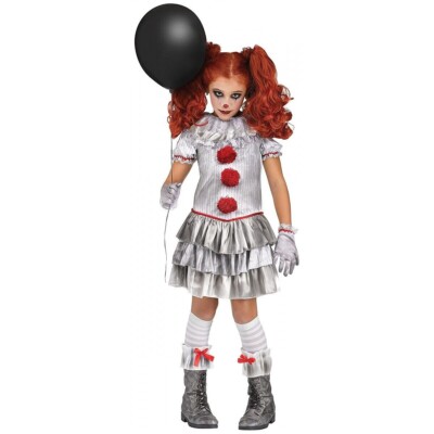 Fun World Carnevil Scary Clown Halloween Costume Girls Child S(6/6X) M(7/8) NEW