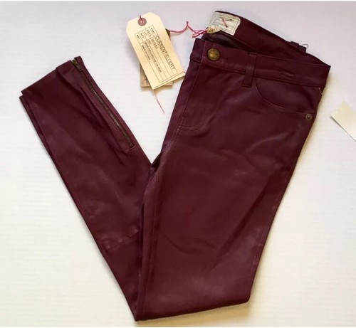 NWT $998 Sz. 27, 28 CURRENT ELLIOTT Fig Leather Zip Stiletto Skinny Jeans Pants - Picture 7 of 7