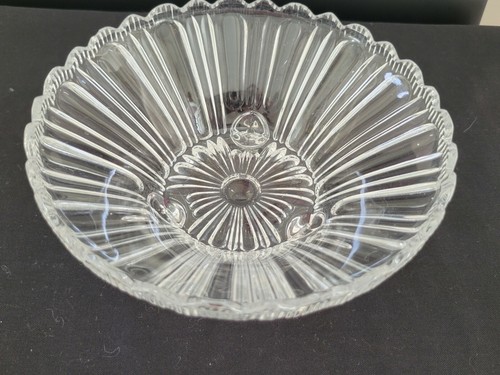 Footed Candy Potpourri Dish Clear Ribbed Glass Scalloped Rim | Vintage - Picture 4 of 8