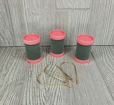3 Replacement Conair More Big Curls Jumbo Hot Rollers PINK  GRAY w/ Clips