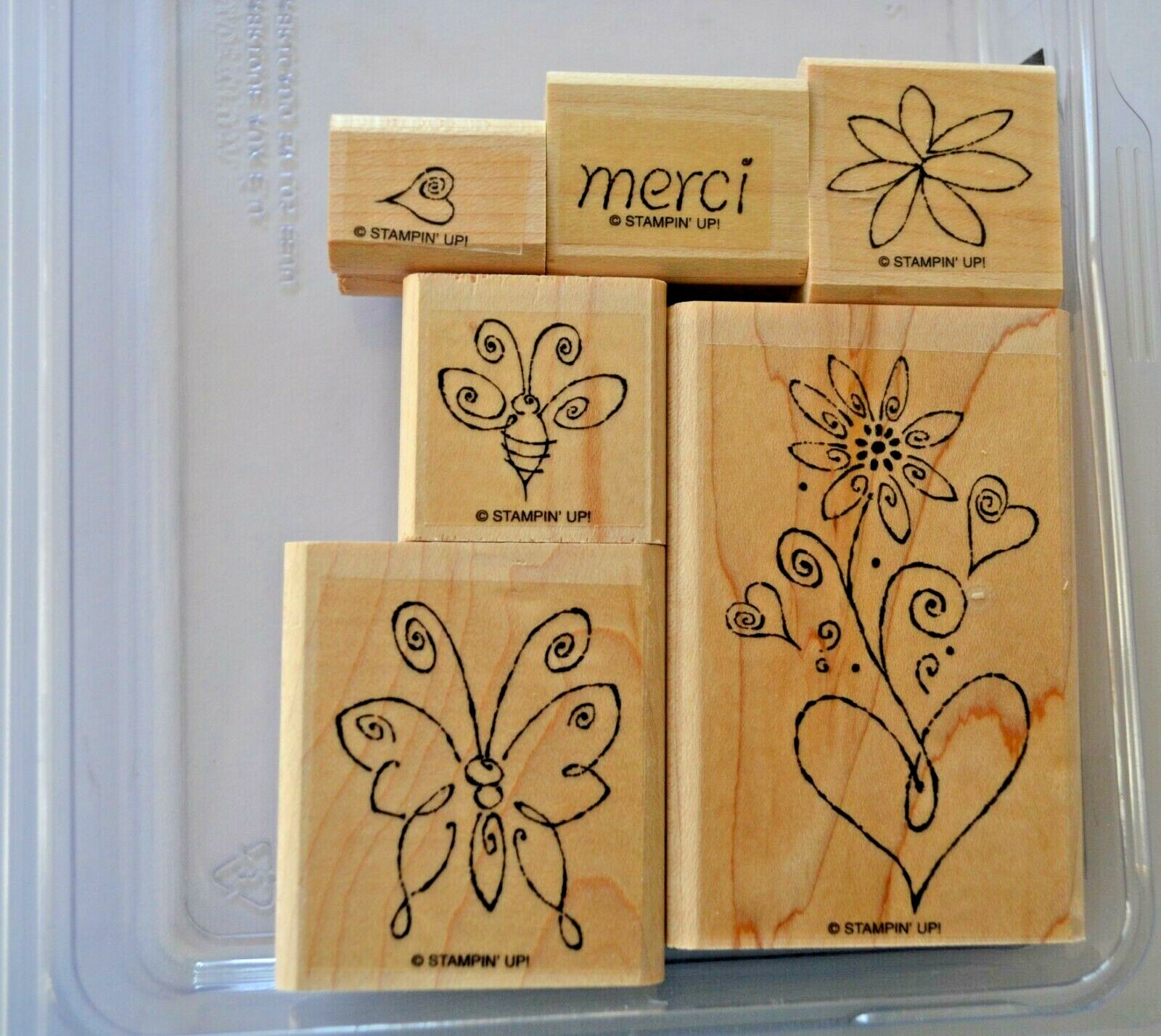 Stampin' Up! Wood Block Rubber Stamp Set Merci (set of 7) BNIB | eBay