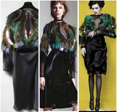 $10,000 Gucci AUTH NEW Sequin Ostrich Feather Embellished Sheer Tulle Dress  40 | eBay