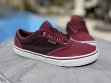 Vans Authentic Two-Tone Canvas Skateboarding Shoe Maroon Lace Up Low Top Youth 6
