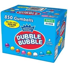 New Dubble Bubble Bubble Gum Balls 1 Inch Gumballs 850 count 15 lbs Bulk Vending