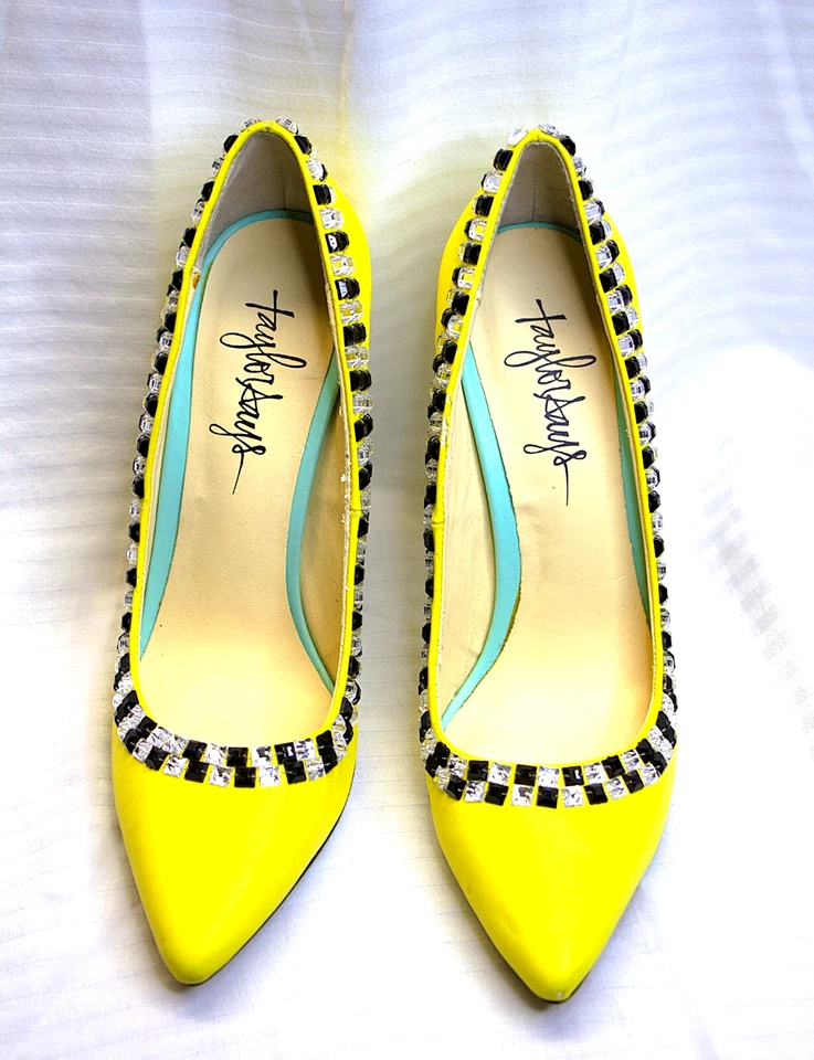 Zapatos de tacón alto Taylor Says Yellow Cab New York 6,5 diamantes de imitación Foto 3 de 4