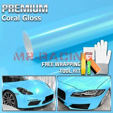 Coral Gloss Ice Blue Metallic Sticker Decal Vinyl Wrap Sheet Film DIY