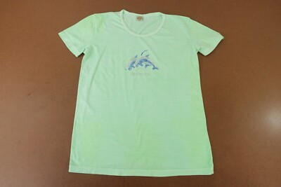 Tropical Paradise Womens XL Green Cotton Rhinestone Dolphin Grenada Graphic Tee