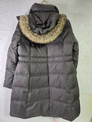 Kenneth Cole Reaction Women's Down Puffer Full Zip Fur Trim Belt