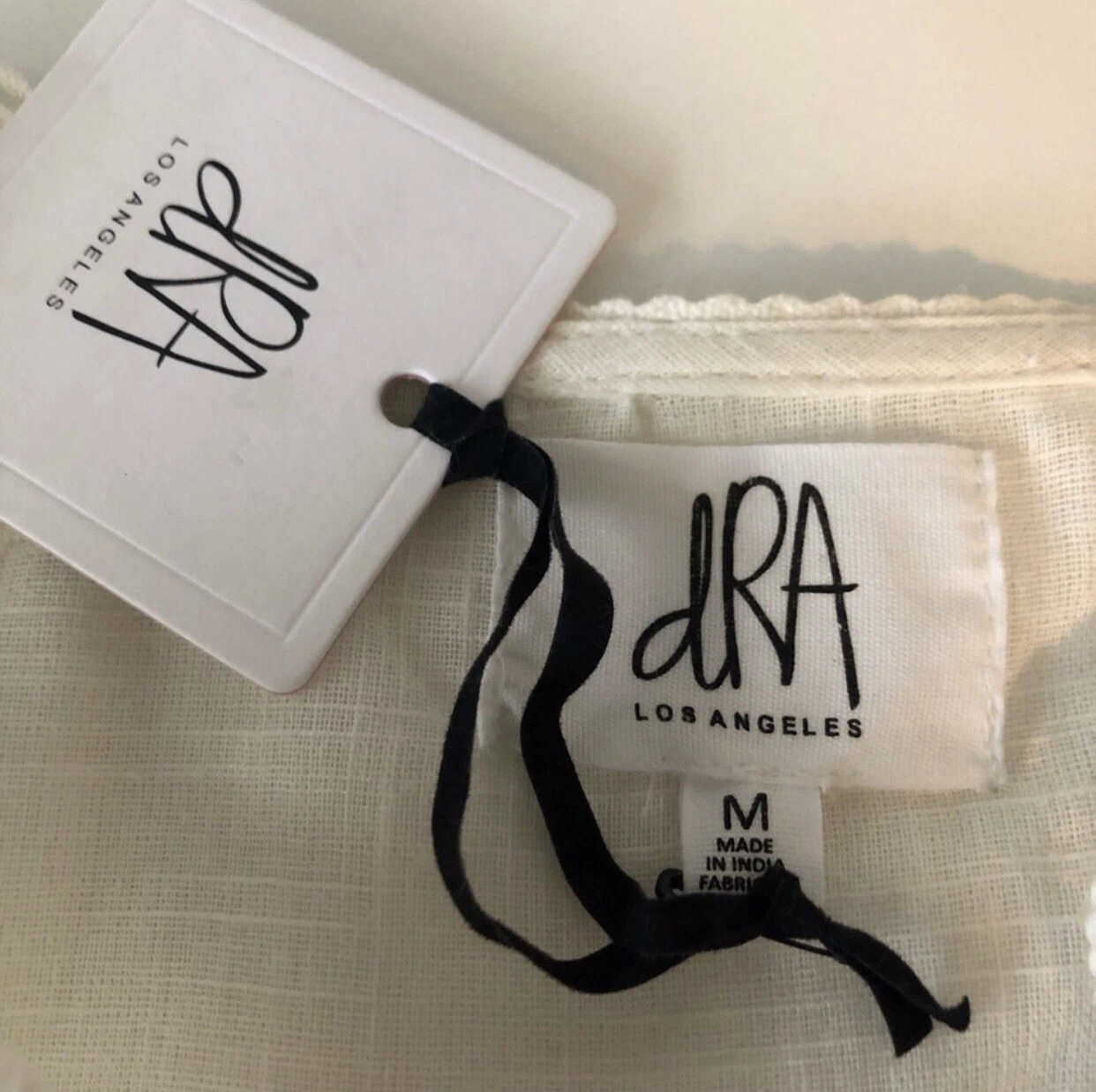 OFF WHITE Anthropologie DRA Off White Cotone Boho Mini Abito