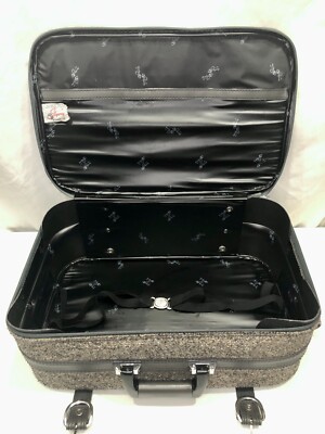 Vintage SkyWay Suitcase Tweed Travel Carry-On Luggage Gray VTG