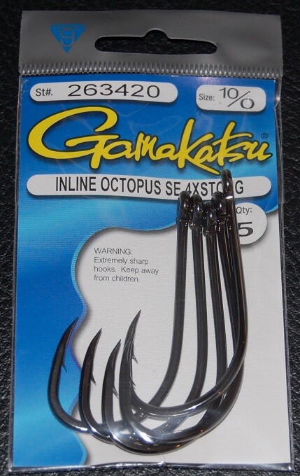 Gamakatsu Octopus Hooks Straight Eye 4X Strong Inline Point - Size