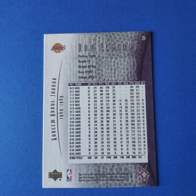 KAREEM ABDUL JABBAR 2000-01 Upper Deck NBA Legends #25 HOF LAKERS 