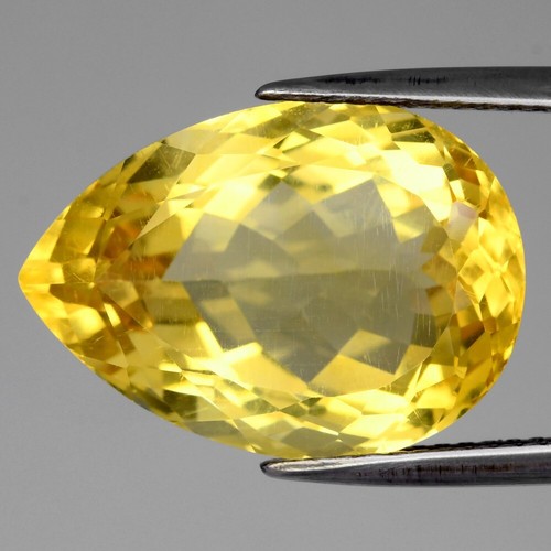 💎 12.16ct 18x13mm VS Pear Natural Yellow Citrine - Brazil Gemstone