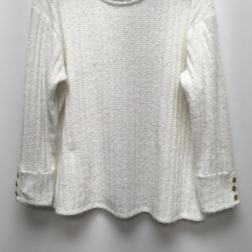 Suéter Pullover Lane Bryant Mujer Blanco Acanalado Manga Larga Cuello Redondo 18/20 Foto 3 de 4