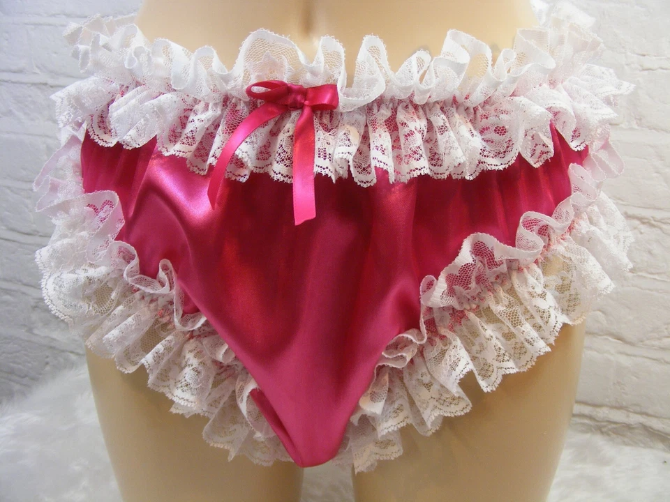 Bragas lencería bragas sissy cerise satinadas trasero abierto todas las tallas hombre o mujer Foto 3 de 3