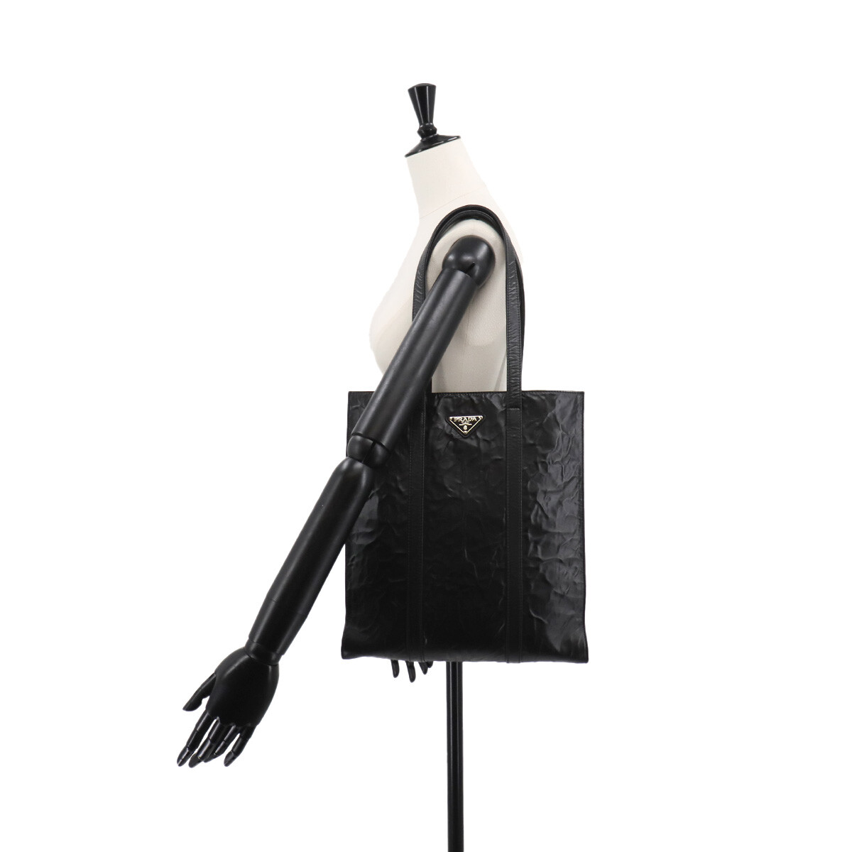 関税込☆PRADA☆ANTIQUE NAPPA スモール トートバッグ PRADA Small Antique Nappa Leather Tote Bag Black 1BG459