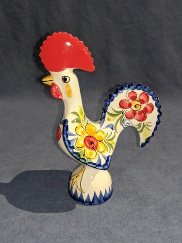 Hand-painted Traditional Ceramic Portuguese Good Luck Rooster #614 (PL190) - Foto 2 di 8