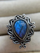 Blue Labradorite Ring 925 Sterling Silver Designer Handmade Ring Partywear Ring