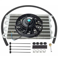 15-1/2" Aluminum Transmission Oil Cooling Radiator+7"Slim Push Fan Universal Kit