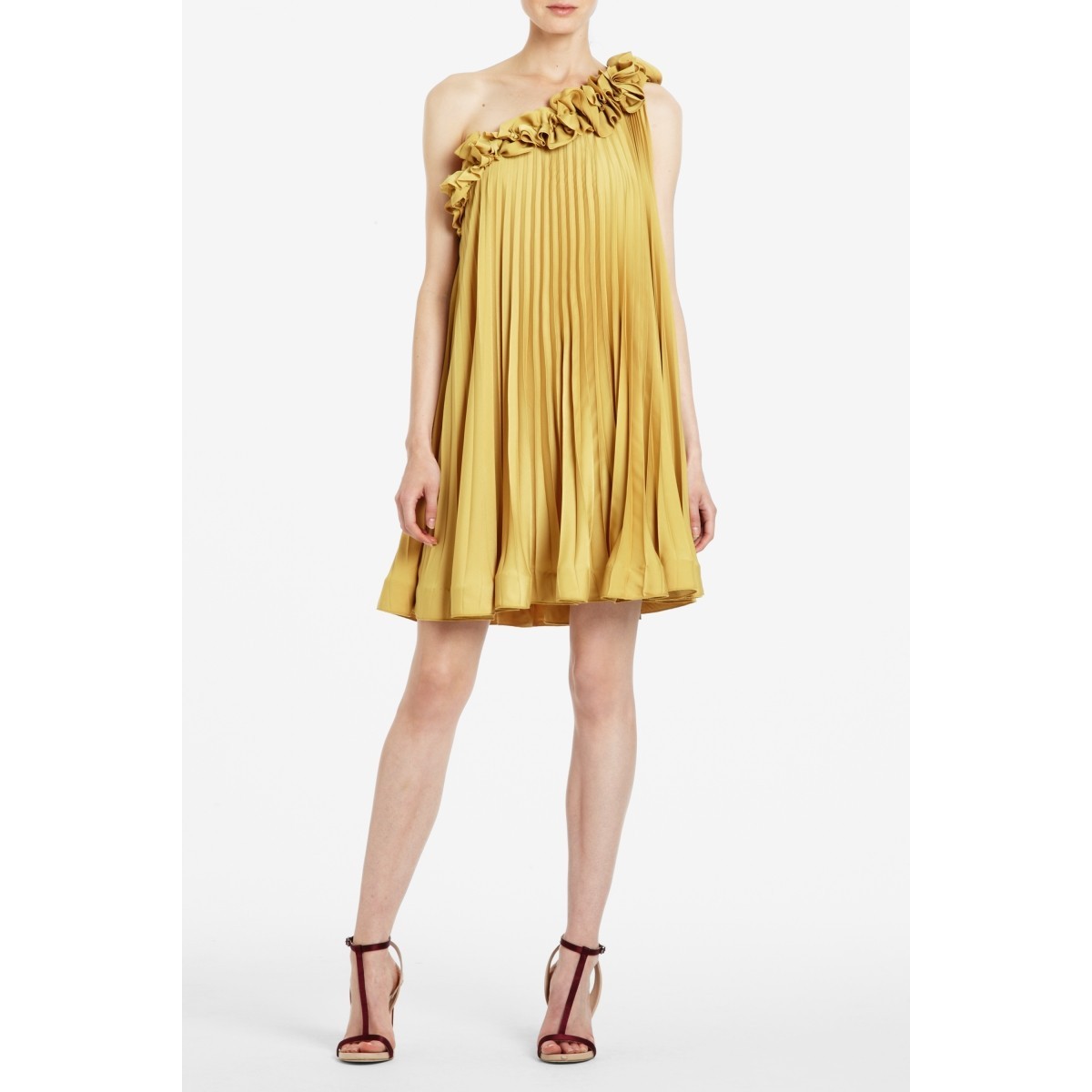 bcbg gold pleated dress Goldie Gown main image 1