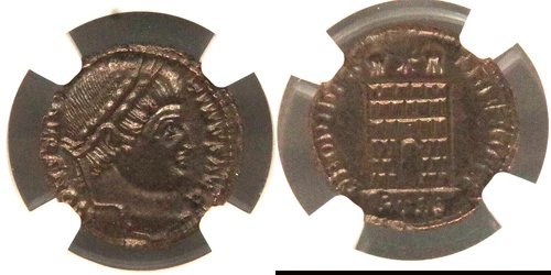 Constantine I the Great (AD 307-337). AE3 or BI nummus (18mm, 6h). NGC MS. Trier