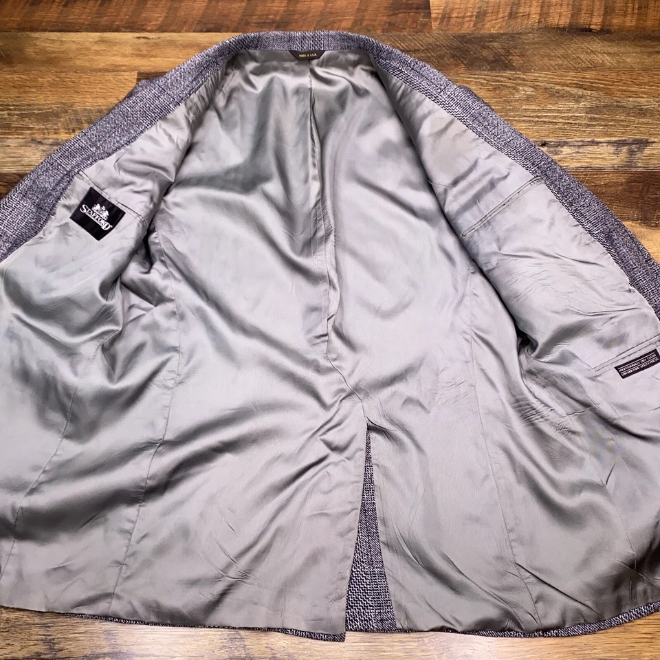 Blazer Abrigo Deportivo Stafford Tweed 46 Lana Espiga De Colección Foto 2 de 4