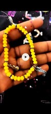BEAUTIFUL Handmade beaded memory wire bracelet with charms, unique design  