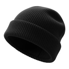 Winter Beanie for Men Women Soft Fleece Lined Warm Knit Hat Ski One Size Black