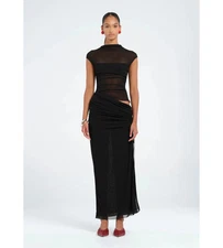 Benni Milo Mesh Maxi Dress in Black Size AU 6