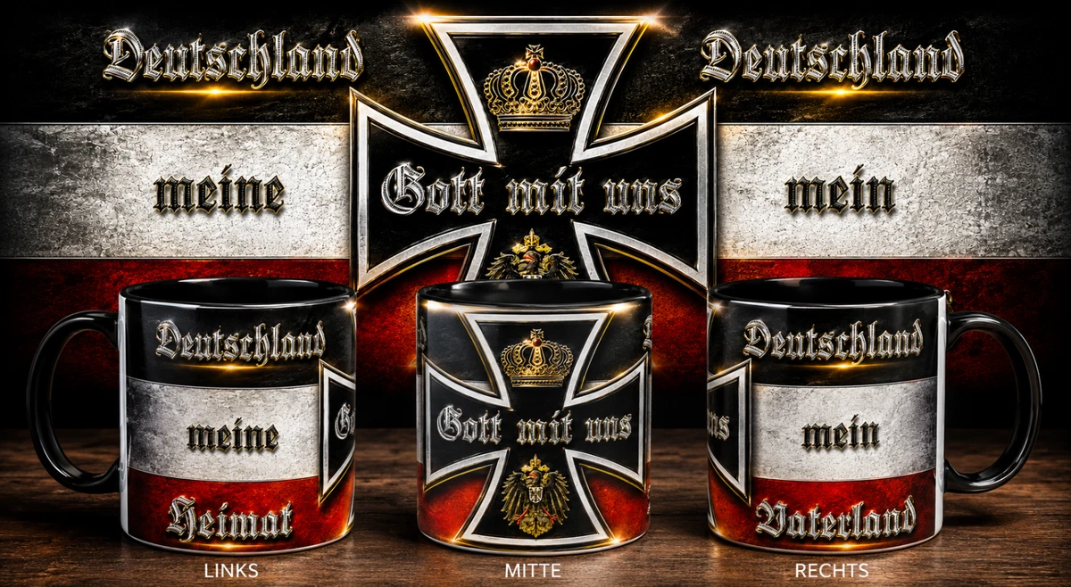 Gott mit uns Deutschland meine Heimat Tasse Schwarze Edt. Geschichte Limitiert