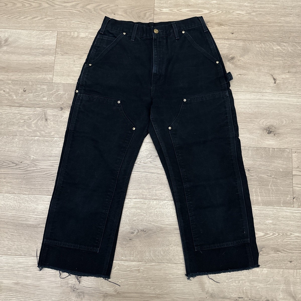 Vintage Made in USA Black Carhartt Chopped Double Knee Pants Size