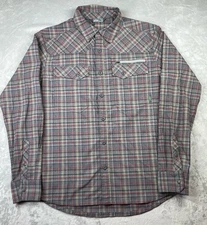 Stio Plaid Long Sleeve Button Up Shirt Mens Size Medium Outdoors Heavy Cotton