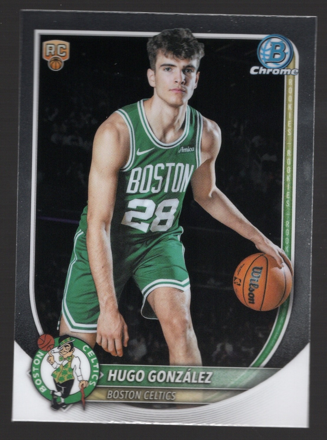 2025-26 Bowman Chrome Hugo Gonzalez Rookie RC Base Celtics #BCV-28