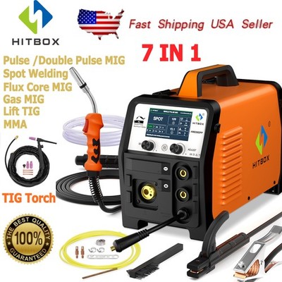 110V/220V MIG Welder & TIG Gun,7in1 200A Gas Gasless MIG/TIG/Pulse MIG/MMA/Spot