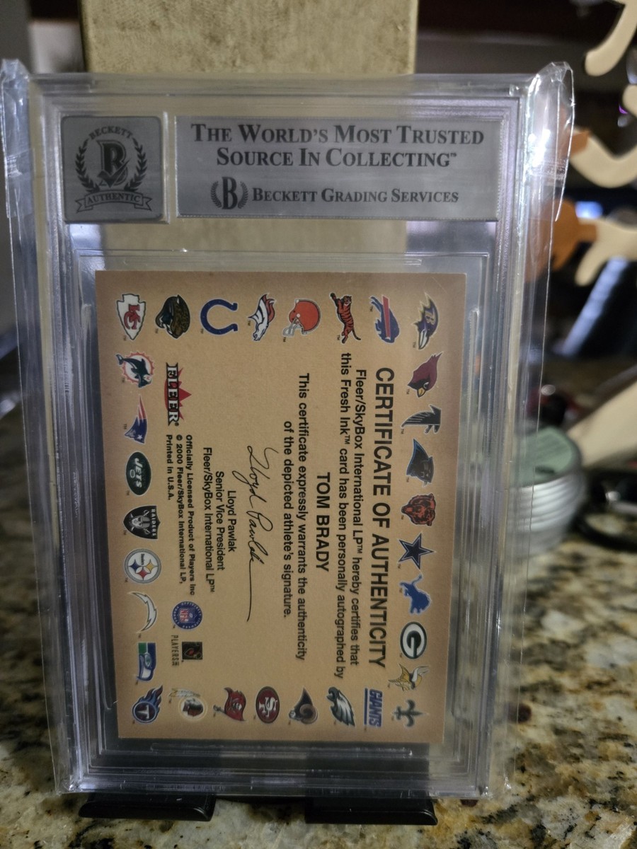 2000 Fleer Autographics GOLD Tom Brady On-Card Autograph /50 RC
