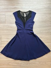 French Connection Lace Skater Dress UK 8 Navy Fit And Flare Party Evening Occasi