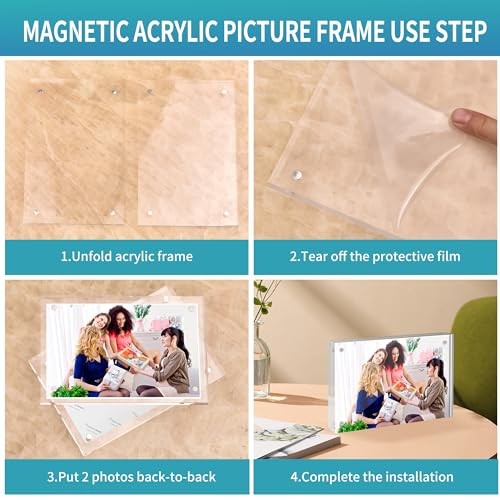 Acrylic Frame Magnetic Picture Frame Acrylic Picture Frame Freestanding Double - Picture 4 of 6